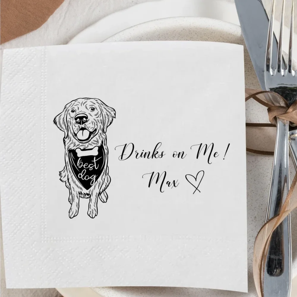 70 pcs Custom Dog Wedding Napkins,Cocktail Pet Wedding Napkins,Party Napkins,Wedding favors for guests in bulk