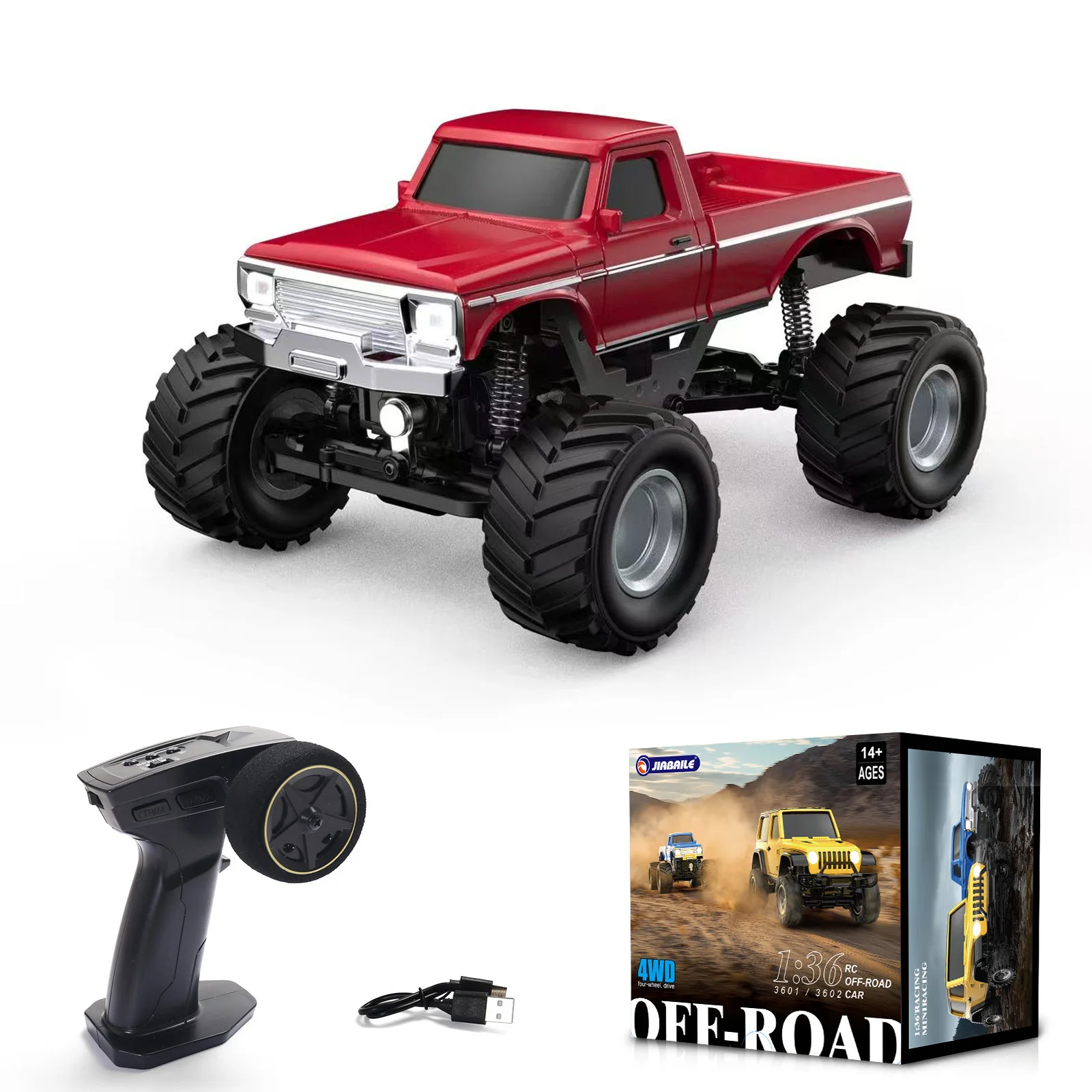1/36 RCクローラーカー 4WD ミニラジコン オフロード車 ライトシステム