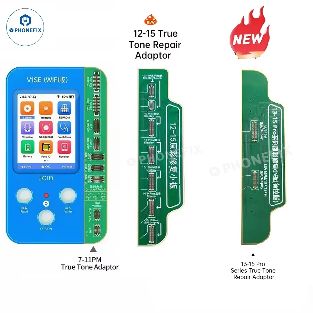 JCID 13 14 15-Serie Bildschirm True Tone Repair Adapter Fixiert für iPhone ohne Original-Bildschirmreparatur, verwendet mit V1SE WIFI V1S Pro