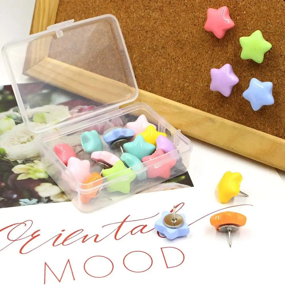 20/50Pcs DIY Pentagram Push Pins Macaron Creative Thumb Tacks Multifunctional 3D Star Shape Pushpins Office Binding Supplies