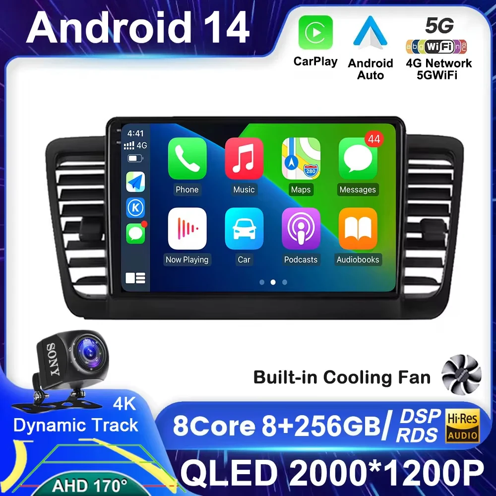 

9" Android 14 Auto BT 4G+WiFi DSP Car Radio Multimedia Video Player Navigation GPS For Subaru Outback 3 Legacy 4 2003-2009 2din