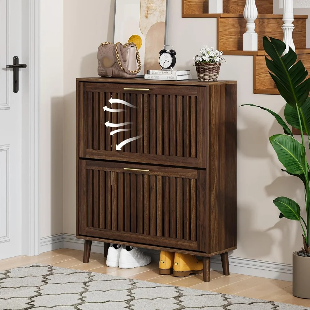Luxury New Design Large Capacity Ventilated Double-Layer Drawer Shoe Cabinet Wooden Shoe Cabinet