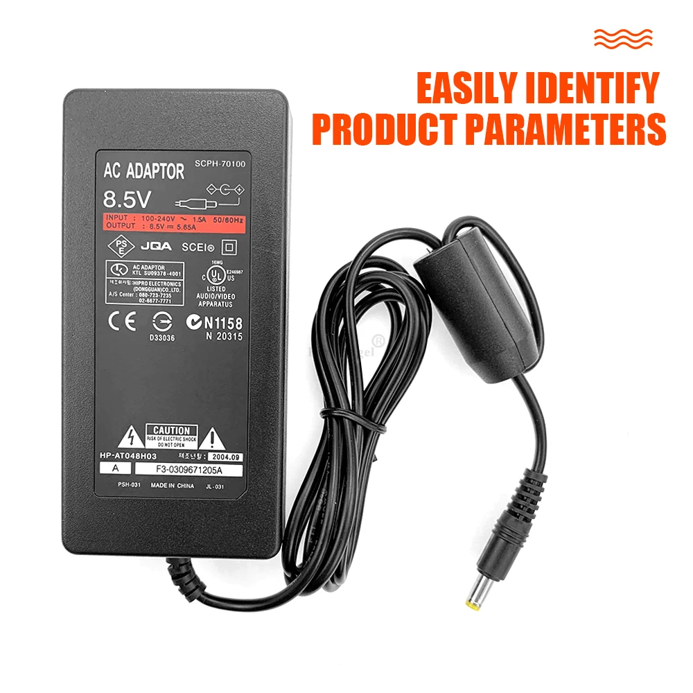 ACアダプター100〜240V,充電器コード,8.5v 5.6a,ps2用ACアダプター