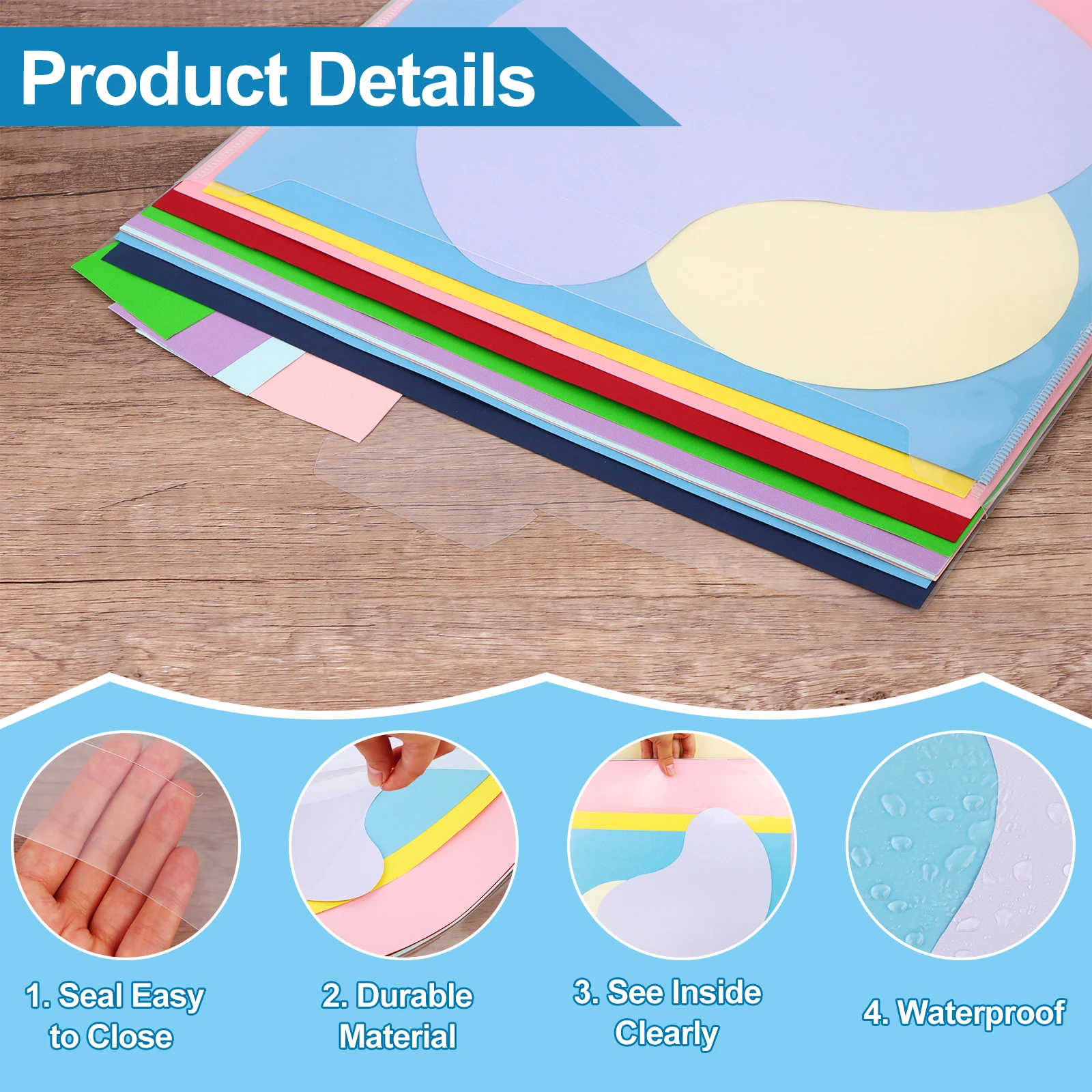 

Набор из 16 прозрачных пластиковых органайзеров для хранения бумаги для скрапбукинга с 2 листами пустых клейких индексных разделителей для файлов