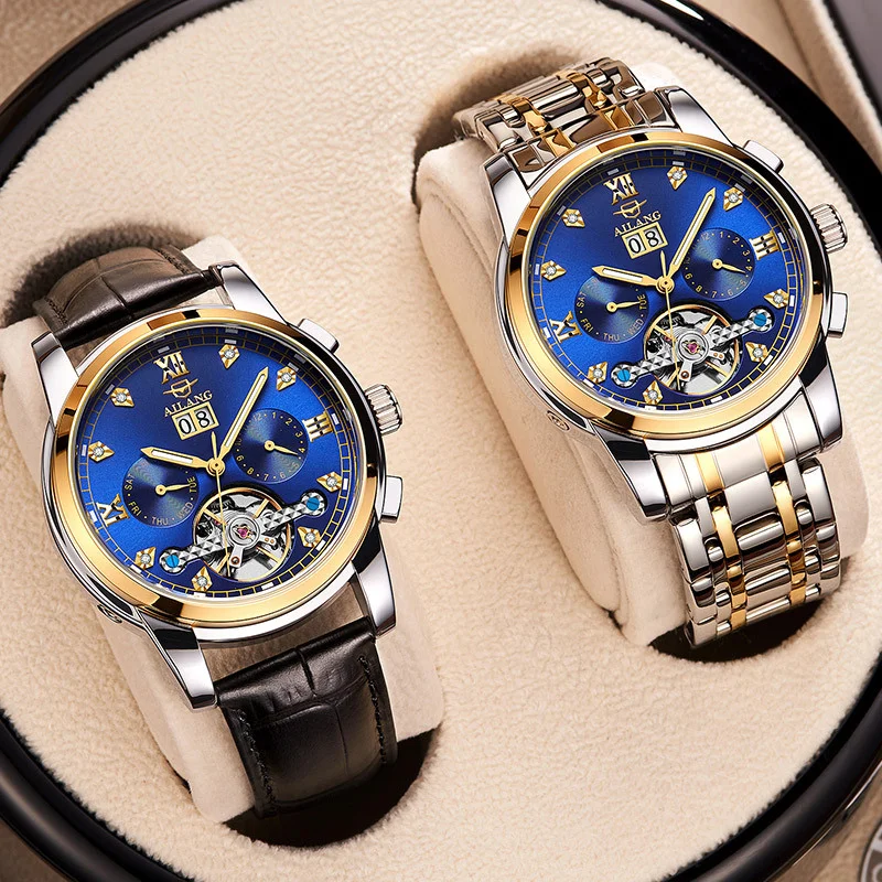 AILANG Calendar Automatic Mechanical Watch Stainless Steel  High Quality Stainless Steel Material Waterproof Tourbillon Watch