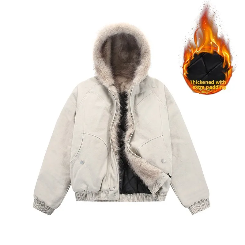 

Новинка 2025 года, мужское зимнее теплое хлопковое пальто Thiened, свободное молодежное пальто с капюшоном и застежкой-молнией, цветное модное...