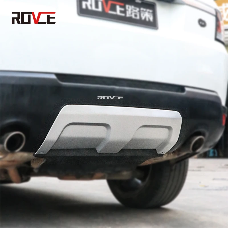 ROVCE For Land Rover Range Rover Sport 2014-2017 L494 Rear Bumper Guard Board Plate Rear Trailer Cover Car Accessories Silver