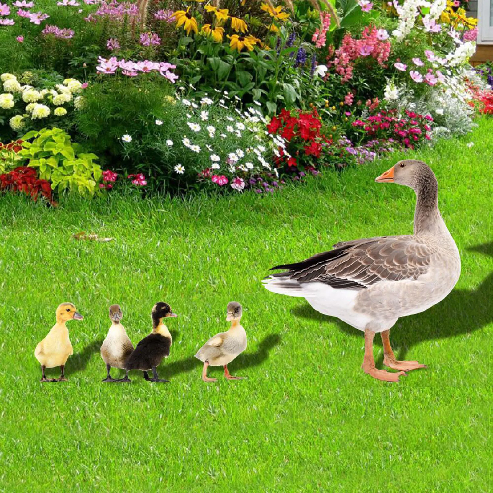 

5Pcs Garden Stake Acrylic Duck Craft Figurines Duck Garden Stake Simulation Stake for Lawn Yard Garden Pathway Animal Decorative