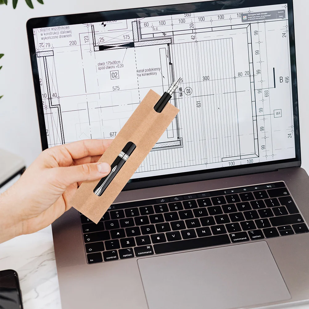 

50pcs Kraft Paper Pen Pouch with Window Sturdy Sleeve for Office School Storage Elegant Individual Holder Gift Packaging