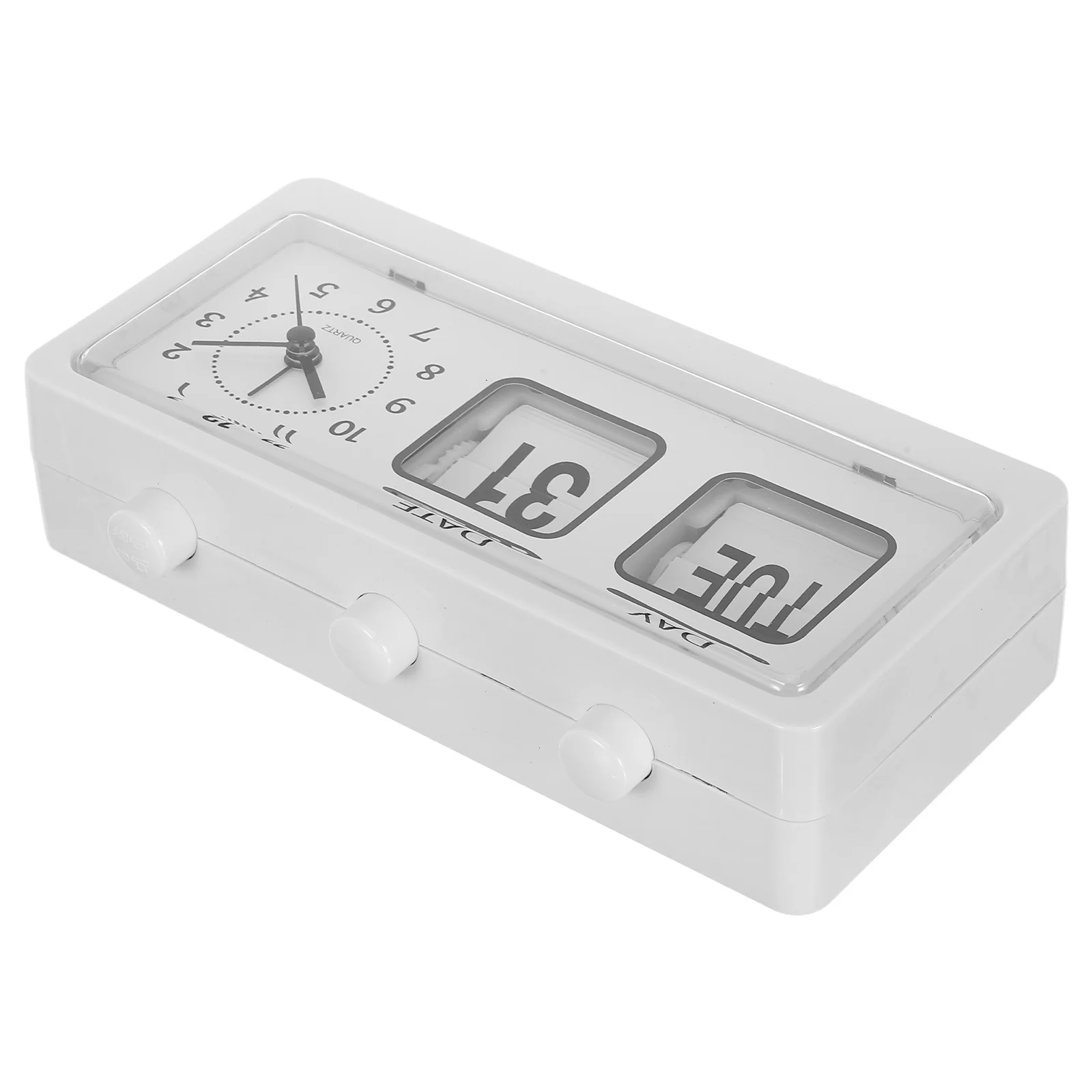 Reloj con tapa Manual, mesa giratoria de página Retro, alarma de calendario para escritorio de oficina, sala de estudio para niños, indicador de fecha y día, No necesario