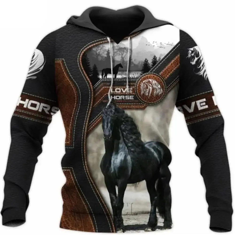 Bunte Pferd Tier Hoodies lieben braun 3d gedruckt Harajuku Mode Herbst Hoodie lässig Sweatshirt Unisex Pullover Suda