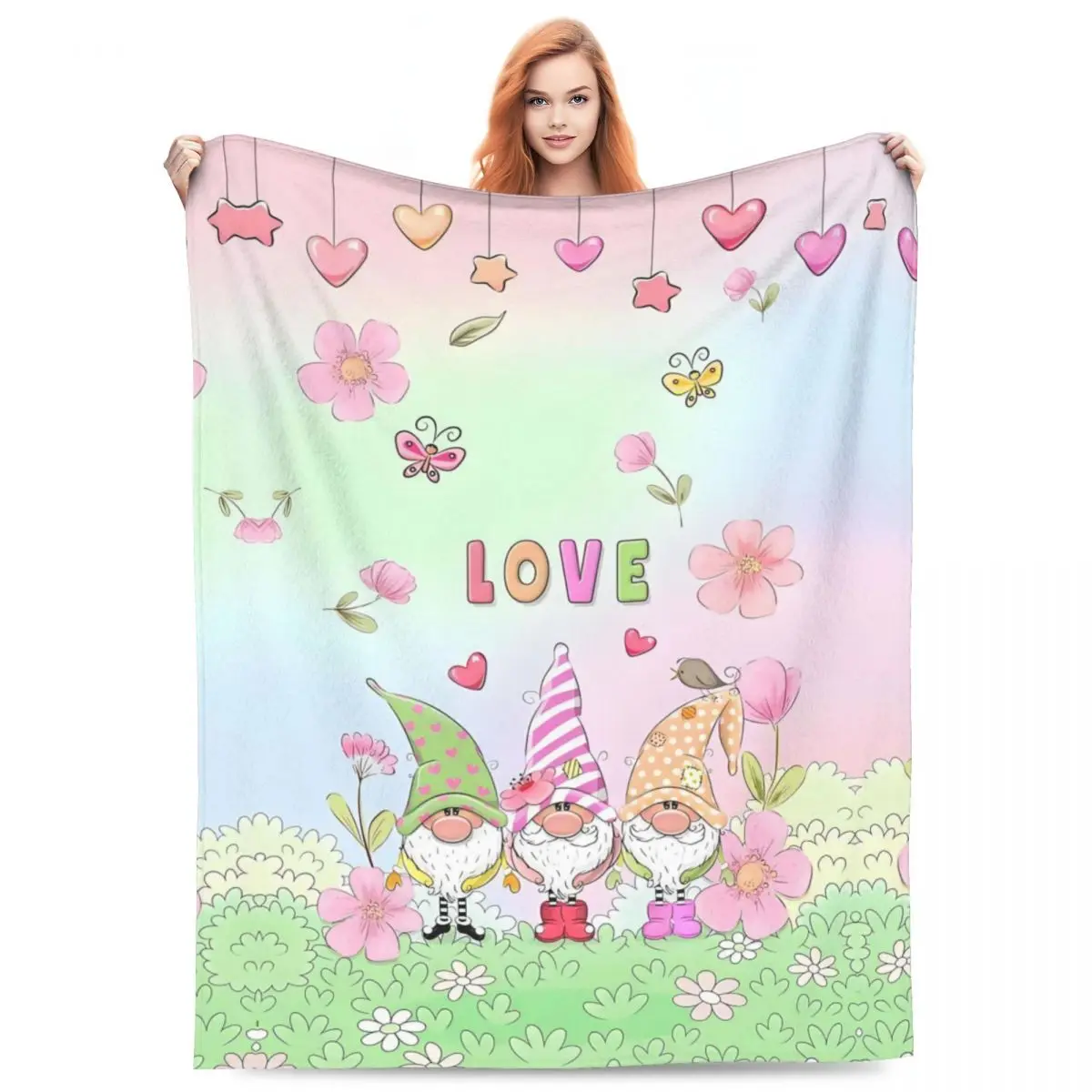 Custom Gnomes Merry Christmas Blankets Warm Flannel Throw Blanket for Home Bedroom Sofa