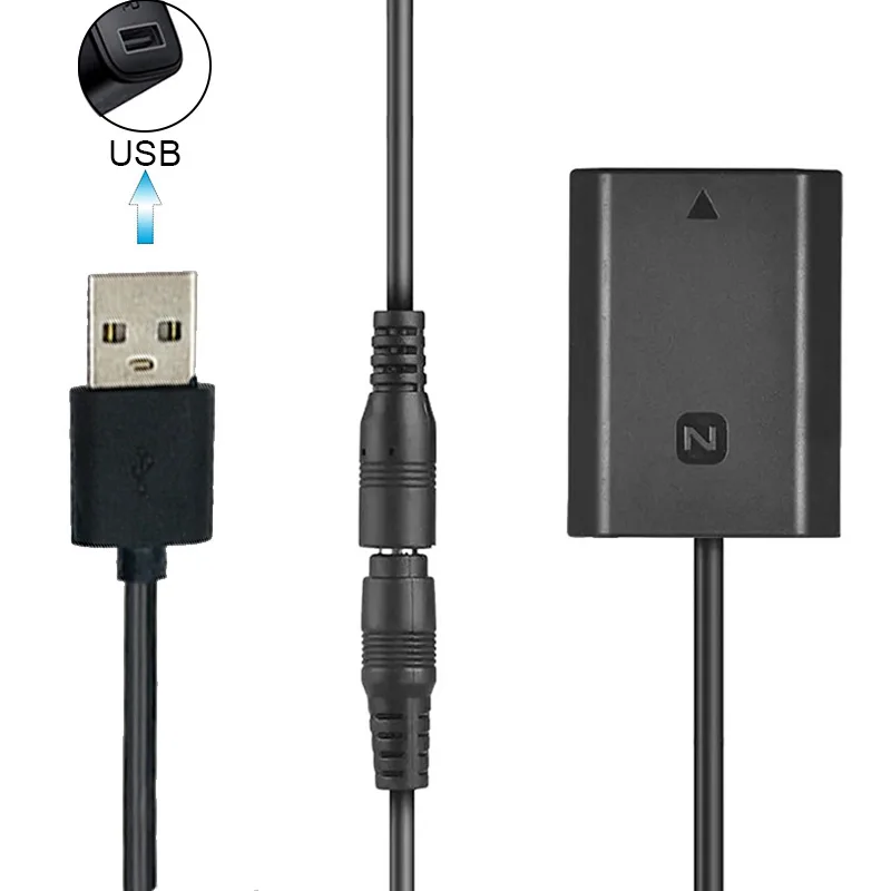 NP-FZ100แบตเตอรี่เลียนแบบ DC Coupler + อะแดปเตอร์ USB สำหรับ Sony BC-QZ1และ Alpha A7 III,a7R III, A9, A9R, A9S กล้อง
