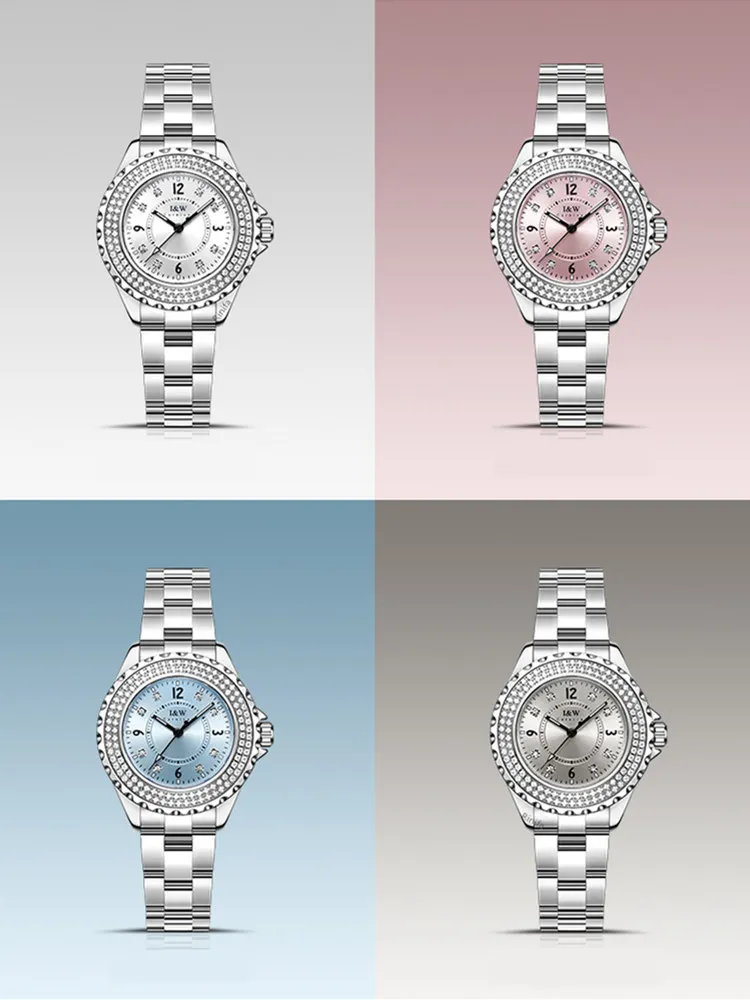 CARNIVAL Quartz Women's Watch with Rhinestones Stainless Steel Bracelet Waterproof Luminescent Fashion Accessory Dress Montre