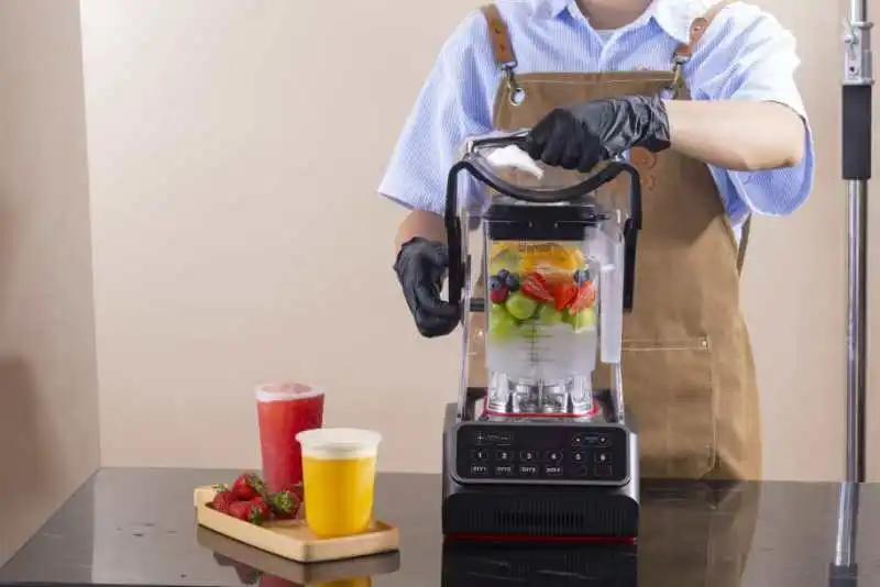 المهنية 1800 واط فرش موتور تيار مباشر خلاط تجاري عازلة للصوت المحمولة خلاط الفاكهة للاستخدام المنزلي والفندق
