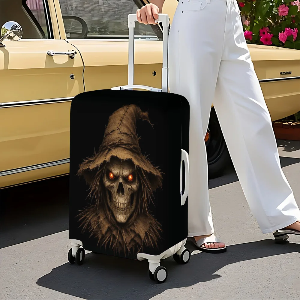 1pc Awesome Scarecrow Print Luggage Cover. Fits suitcases from 18 to 32 inches; effectively protects your luggage