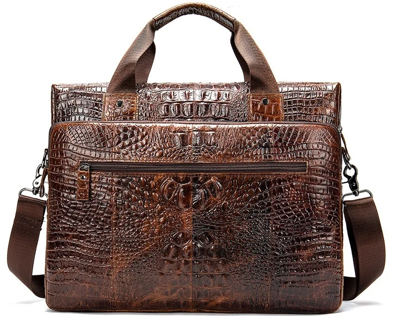 Imagem -04 - Luxo dos Homens Jacaré Bolsa de Couro Crocodilo Padrão Bolsa de Ombro Portátil Bolsas Messgenger Bolsa de Moda Crossbody