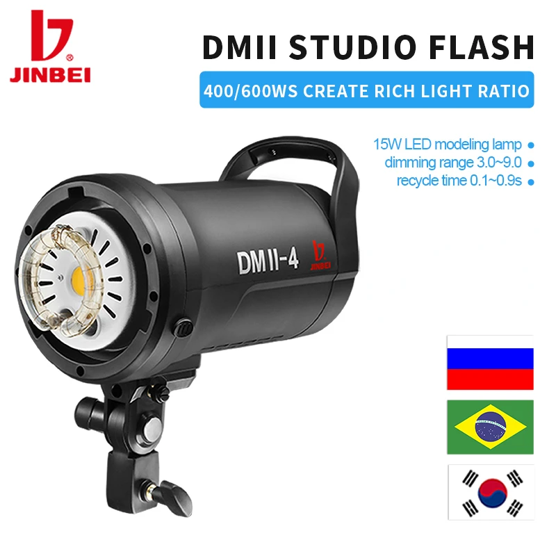 Flash de Estúdio JINBEI DMII4/6 400W 600W 2.4G Sem Fio Integrado Leve Compacto e Durável com Montagem Bowens para Fotografia