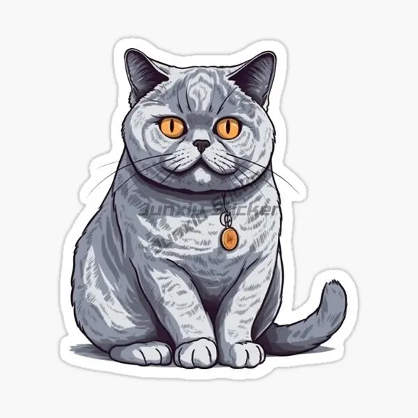 Creative British Shorthair Cat Cute Pets PVC Waterproof Sticker Decorate for Car Van Door Wall Window Bicycle Decal Accessories