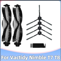 7PCS Main Side Brush For Vactidy Nimble T7 T8 Robot Vacuum Cleaner Replacement Parts Washable Cleaning Brushes