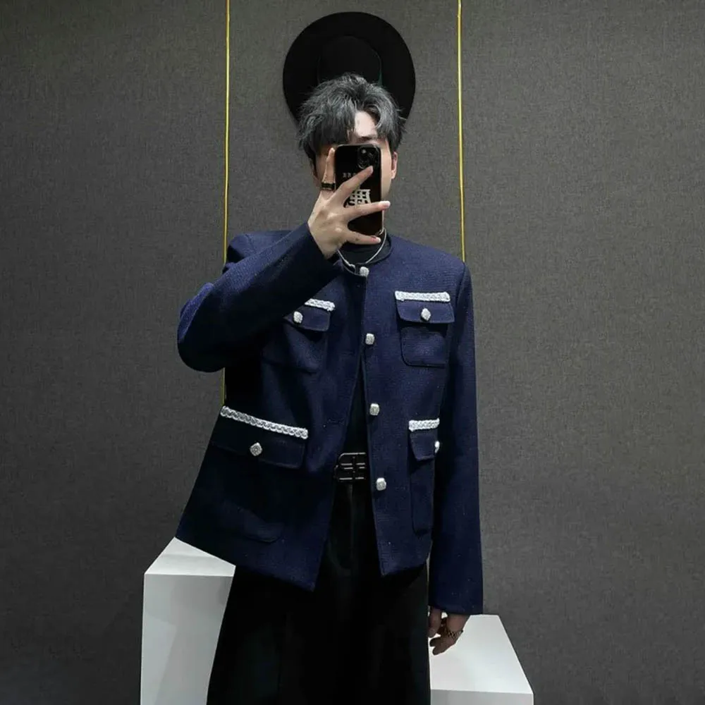 

Autumn New Men's Solid Color Long-Sleeved Suit Jacket American Retro Fashion Trend High Street Loose Niche Men's Tops 2025