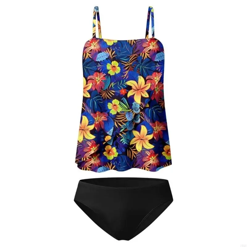 

Strapless Tankini Swimsuits for Women 2 Piece Bathing Suits Bandeau Blouson Swim Top with Bottom JOME