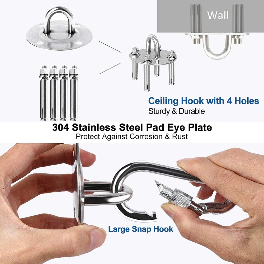 Stainless Steel Suspension Ceiling Hook For Hanging Yoga Swing Hammock Boxing Punch Bag Gym Wall Ring Hook-[LUCK 9]