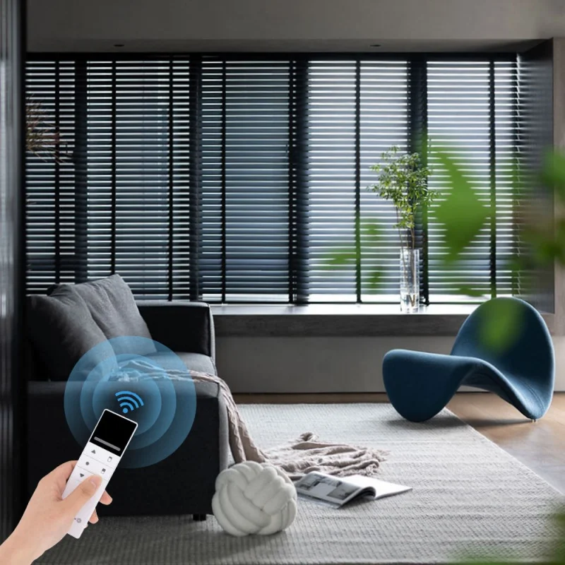 

Wholesale Price Customizable Basswood Shade 50MM Light Control Wide Slat Motorized Faux Wooden Venetian Blinds For Home