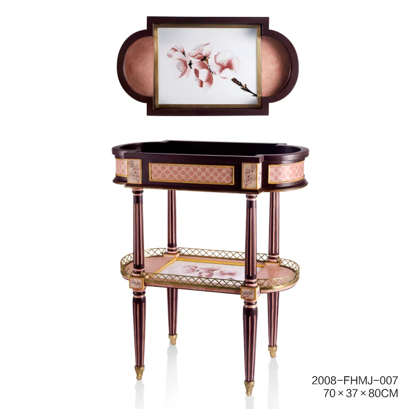 

French neoclassical hand-painted floral edge villa living room home decoration corner furniture