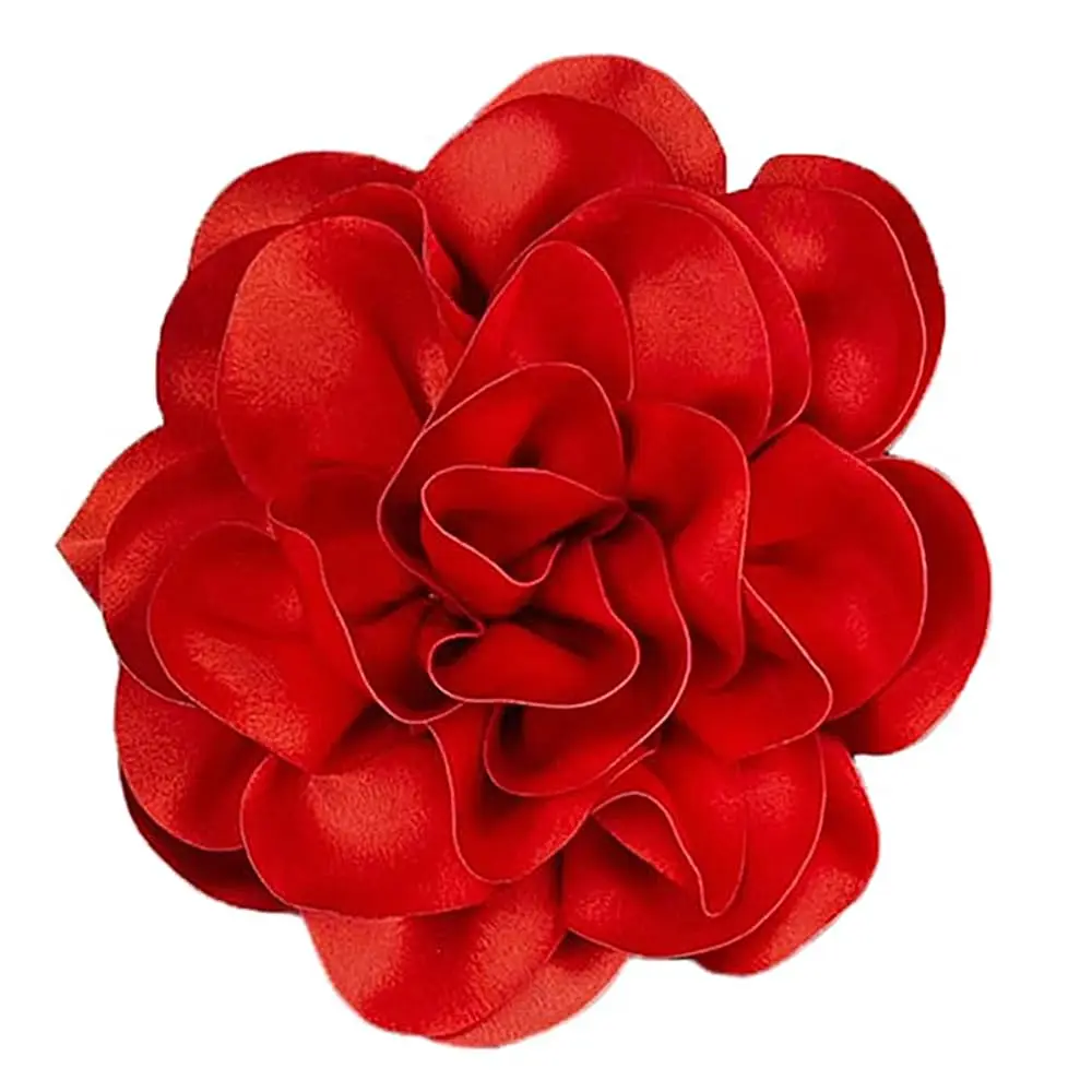 Oversized Brooch Pin for Women Rose Flower Brooches Lapel Pins Delicate Elegant Silk Clothes Accessories Camellia Flower