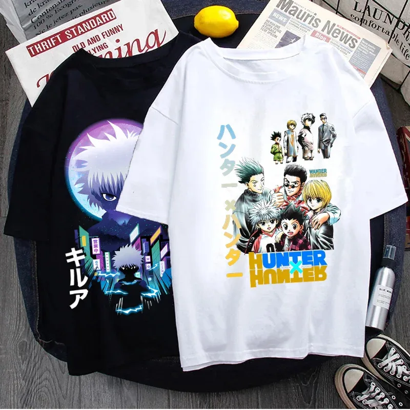 Vintage Hunter X Hunter Men Tshirt Short Sleeve Killua Zoldyck T-shirt HXH Hisoka TShirt Anime Manga Hip Hop Tops Tee Shirt Male