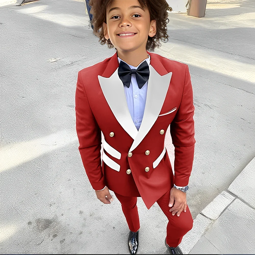 

New Boy Suit Formal Occasions Business Kids Wedding Party Prom Boy 2 Piece Set Tuxedos Blazer Pants