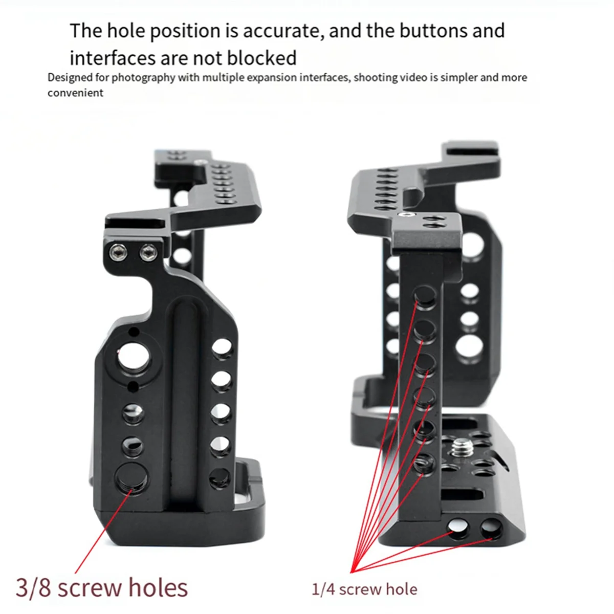 ABAB Aluminum Alloy Camera Cage Rig with Cold Shoe Mount for A6000/A6300/A6400/A6500 Cameras Black