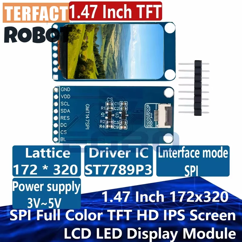 1-〜-10-個-147-インチ-172x320-spi-フルカラー-tft-hd-ips-スクリーン-lcd-led-ディスプレイモジュール-172-320-st7789-コントローラ-33v-spi-インターフェイス
