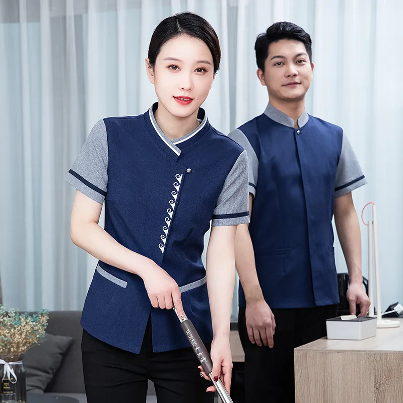 

Cleaning Clothes Short Sleeve One Yuan Hotel Guest Room Shopping Mall Property Cleaner Work Wear Clothing Baby Boy an