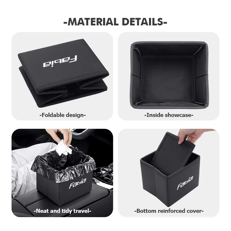 For Skoda Carbon Fiber Car Folding Storage Trash Can Portable Interior Accessory Fabia Octavia 2 3 Rapid Kodiaq Karoq Fabia view 5