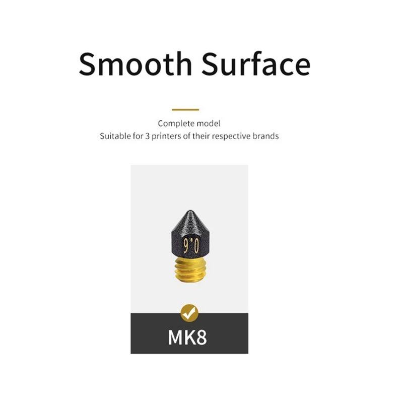 ABNM 5Pcs MK8 PTFE 코팅 노즐 M6 스레드 황동 노즐 CR10 CR10S Ender-3 3D 프린터 노즐 1.75Mm 필라멘트