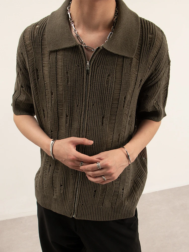 

Retro American Sle Open Cardigan Hollow out ort Sve T-irt ex Knitted Top Trendy Summer Casual Wear for Teens