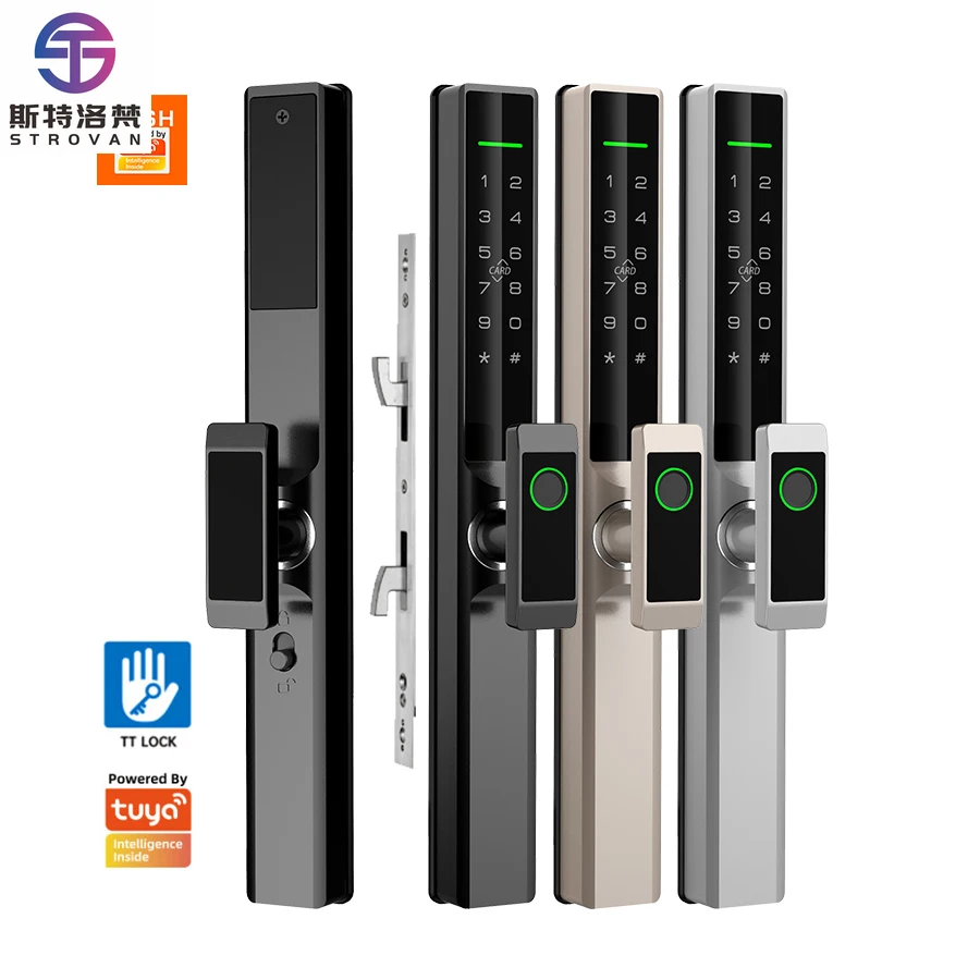 

STLF Tuya Aluminum Waterproof Automatic Security Smart Door Lock Keyless Digital Fingerprint Combination for Smart Home System