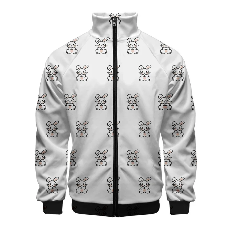 Elephant Giraffe Rabbit 3d Printed Jacket Men Cartoon Animal Pattern Coat Street Oversized Zipper Jackets Kids Tops Clothes