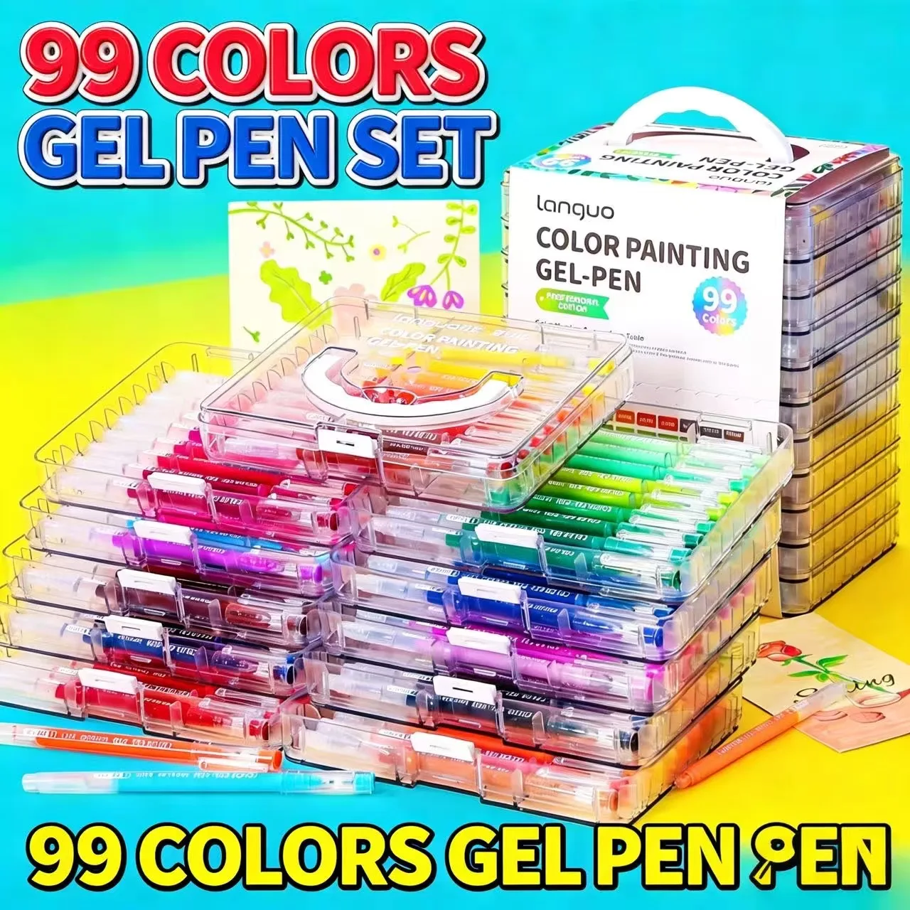 

45/72/99 Colors Large Capacity Quick Drying Needle Tip Colored Gel Pen 0.6mm Fine Pointed Ballpoint Pens DIY Diary Drawing