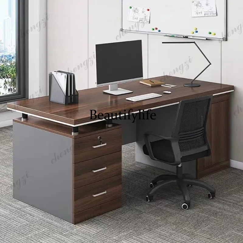 

Minimalist office computer desk desktop home writing desk, bedroom drawer, staff office desk and chair combo