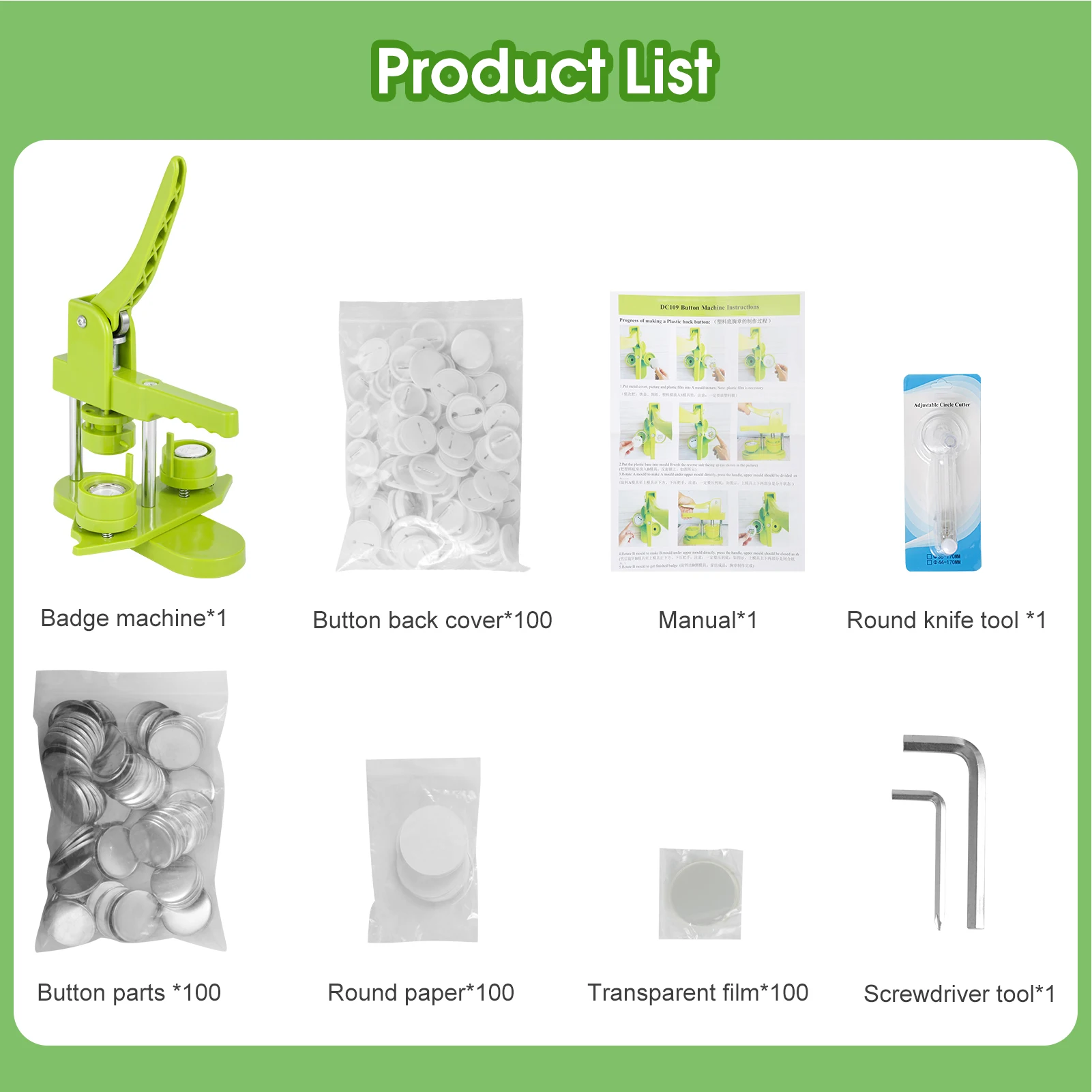 Picture 4: Button Maker Machine, 1'' (25mm) Installation-Free DIY Pin Button Maker Press Machine Kit asy to Operate