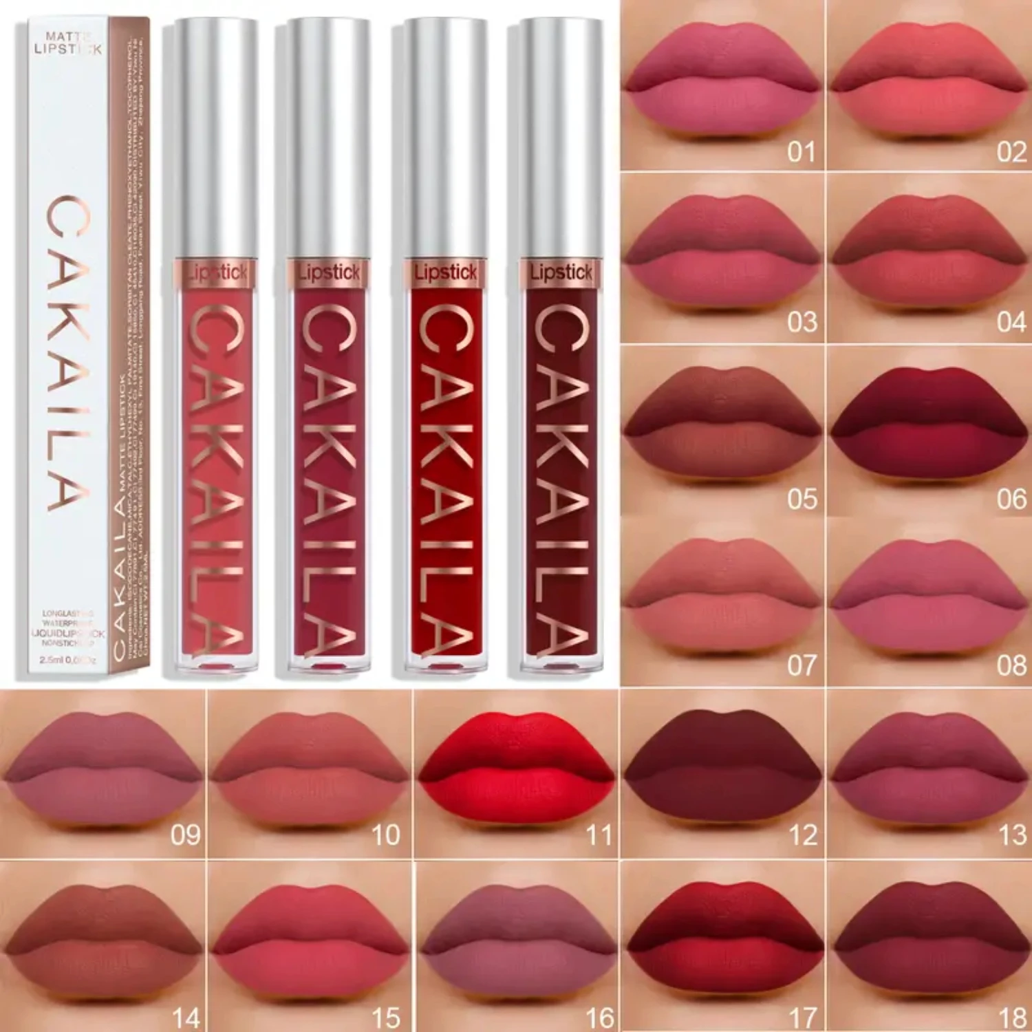 Matte Waterproof Lip Gloss with 18 Stunning Colors, Non-stick Cup Technology for Long-lasting Wear