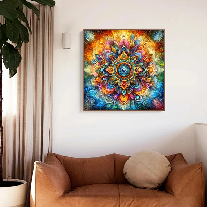 HUACAN Mandala Diamond Painting Cross Stitch Flower DIY Full Mosaic Flower Embroidery Abstract Home Decoration