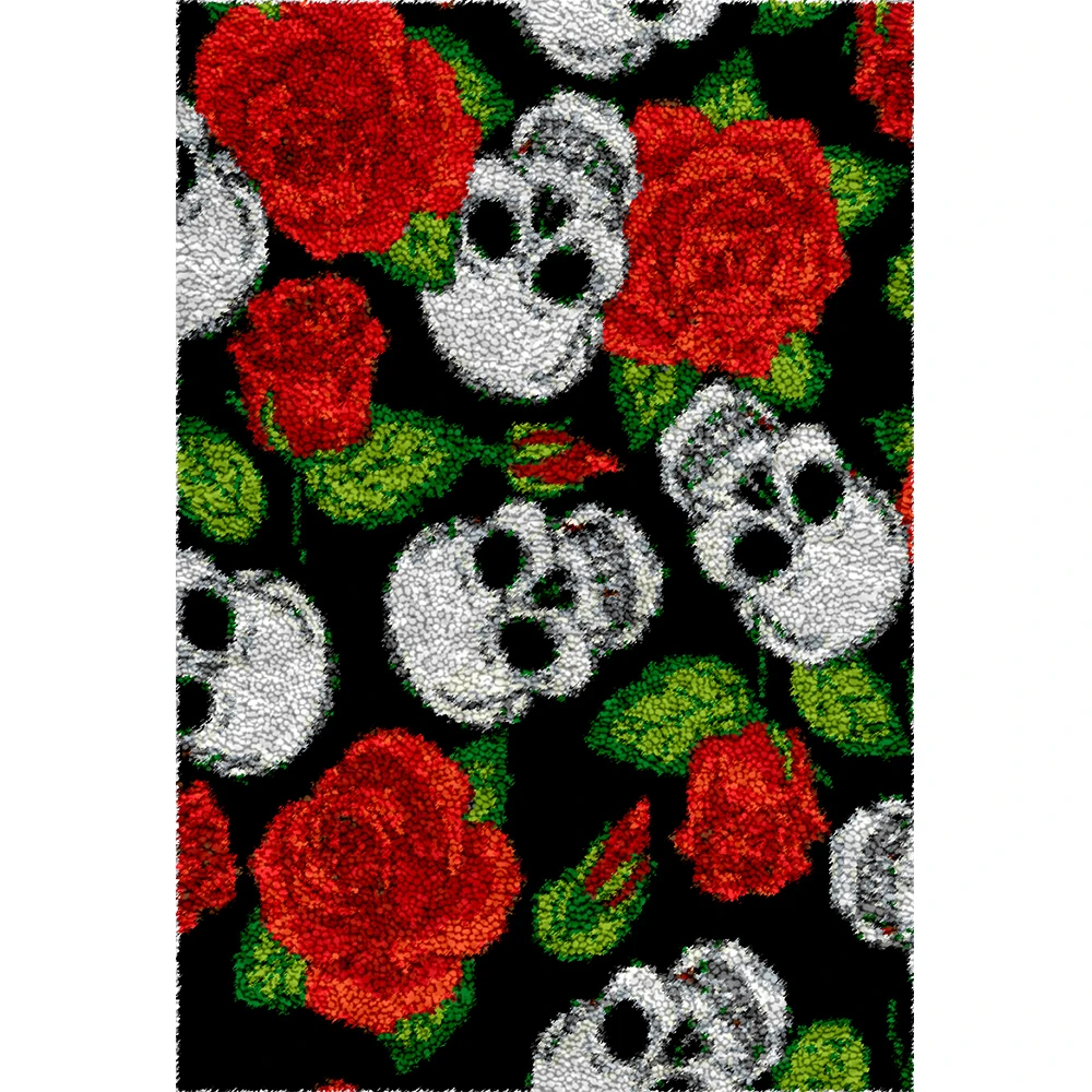 Carpet embroidery with printed pattern Skull Latch Hook Rugs Kits for Adults Wool knots carpet kit diy rug kit Hook mat