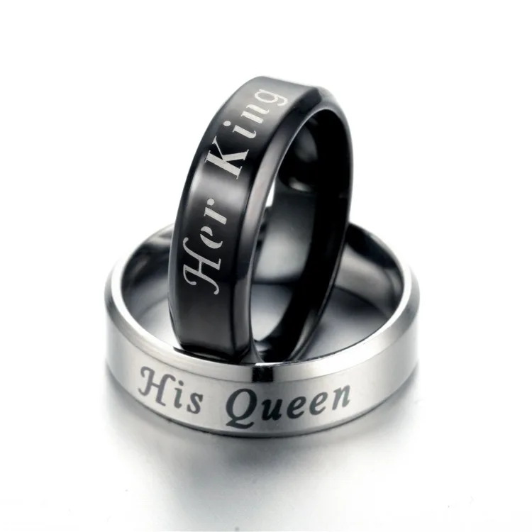 new fashion her King his Queen titanium steel couple ring personality simple everything matching ring wedding accessor