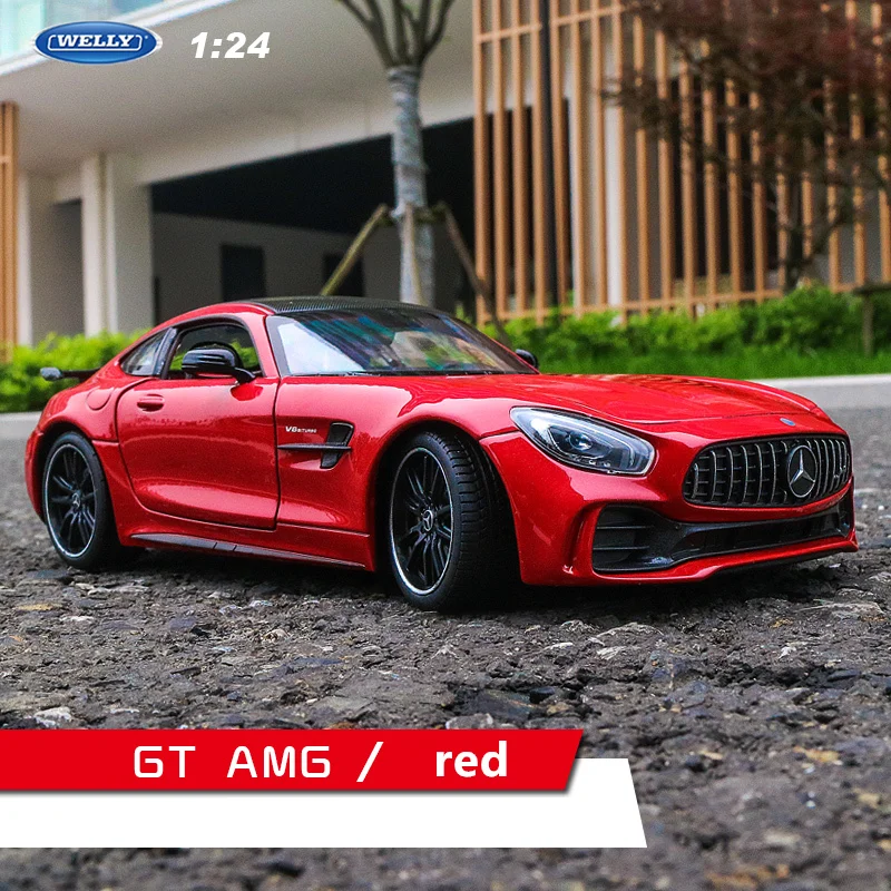 Welly 1:24 Mercedes Benz AMG GT R  car alloy car model simulation car decoration collection gift toy Die casting model boy toy