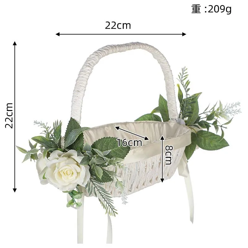 1pcs, Festival, Valentine's Day, Wedding Supplies, New Natural Wind Wedding Hand-held Flower Basket, Wedding Candy Basket