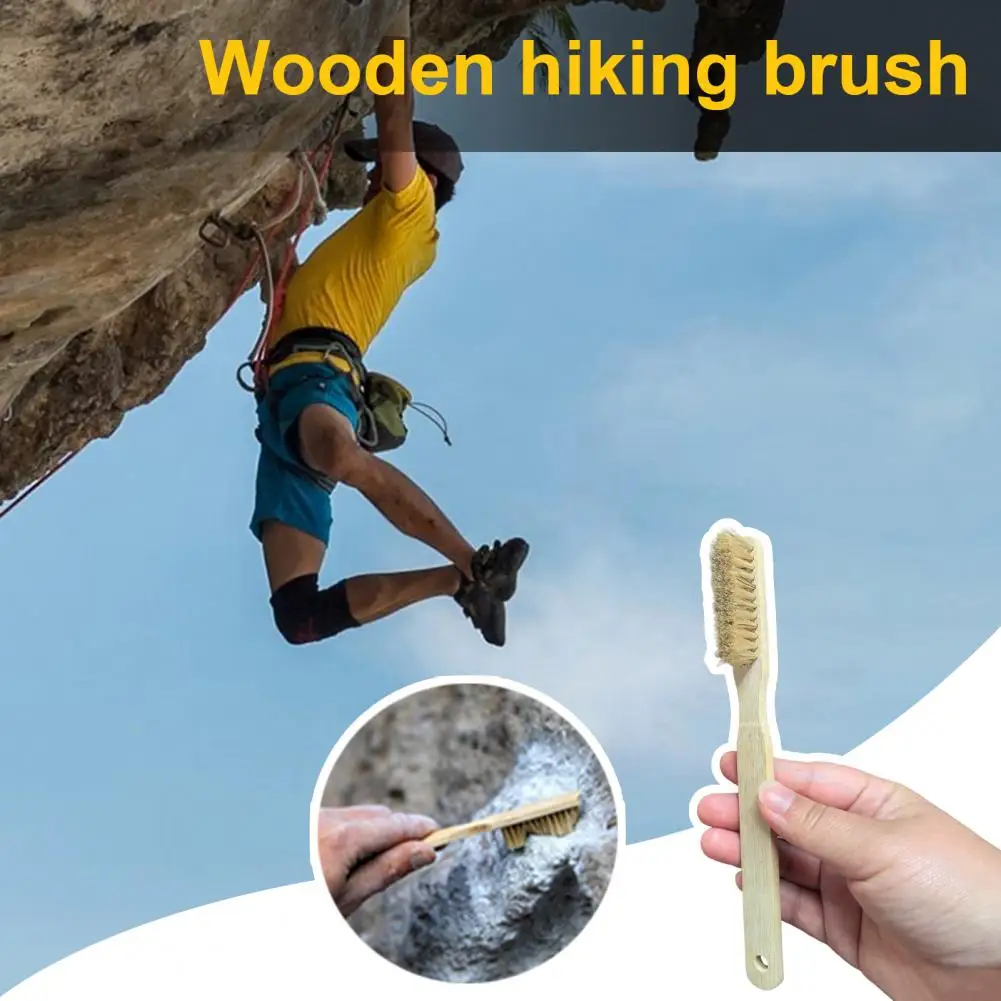 Wooden Rock Climbing Brush Ergonomic Handle Thick Boar Bristles Lightweight Outdoor Climbing Bouldering Brush Cleaning Tools